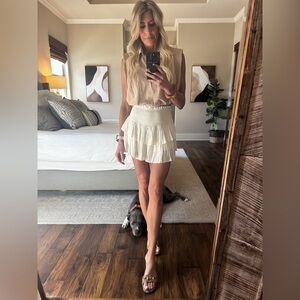 Mustard Seed White Ruffled Mini Skirt